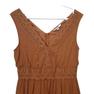 Rebellion Burnt Orange Boho Maxi Dress with lace